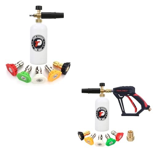 Short Pressure Washer Gun with Foam Cannon, 1 Liter, 1/4 Inch Quick Connect
