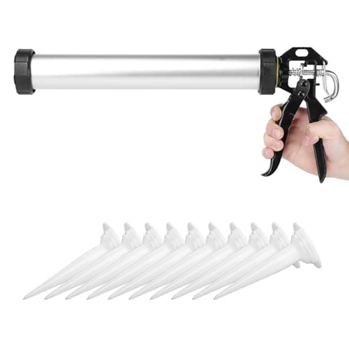 600ml Aluminum Cartridge Caulking Gun with 10 Nozzles for Sealing