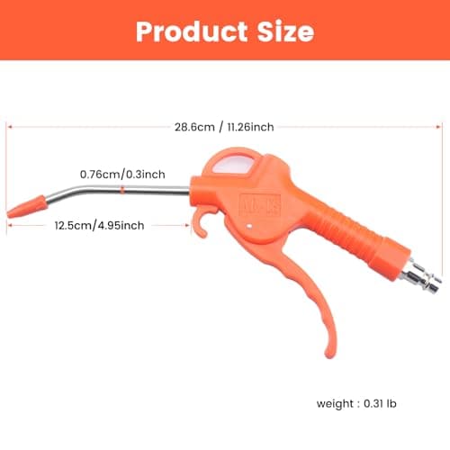 Angled Orange Air Blow Gun with Pistol Grip