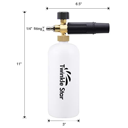 Twinkle Star Foam Cannon 1 L Bottle Snow Foam Lance with 1/4" Quick Connector for Pressure Washer Users Winter Cleaning
