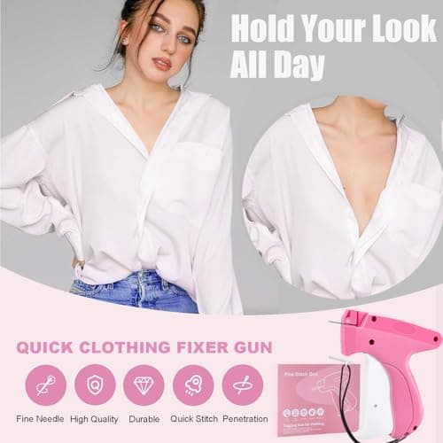 Stitchy Gun for Quick Clothing Fixes, Pink Includes 5 Needles & 2000 Fasteners