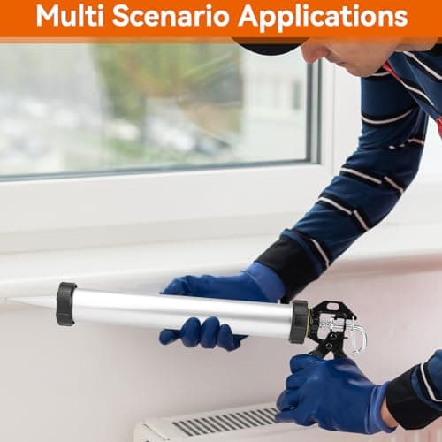 600ml Aluminum Cartridge Caulking Gun with 10 Nozzles for Sealing