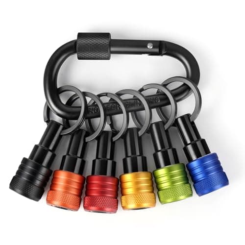 Upgraded 6PCS 1/4 Inch Hex Shank Bit Holder Keychain, Quick-Change Design Gifts (Black)