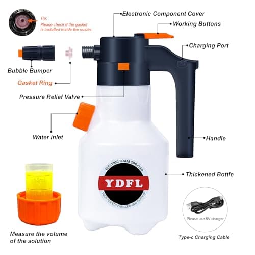 2L Electric Foam Sprayer with USB Charge for Home, Garden, and Car Cleaning