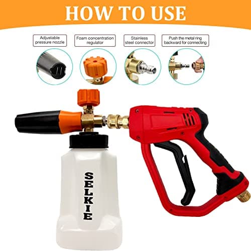 Selkie Pressure Washer Foam Cannon with 4350PSI 1/4" Quick Connect LANCE