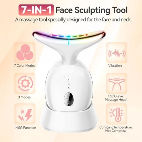 Red-Light-Therapy Facial Massager with 7 Color Modes for Skin Care & Face Sculpting