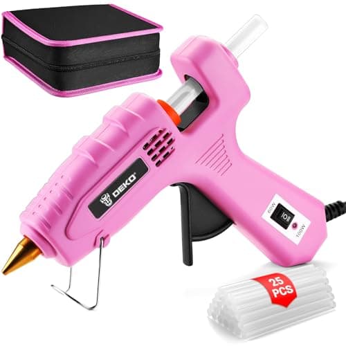 DEKOPRO Full Size 60/100Watt Dual Temp Hot Glue Gun Kit with 25 Sticks & Storage Case