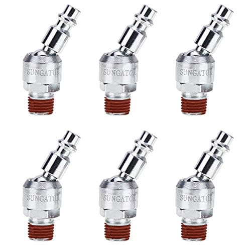 Sungator 6-Pack 1/4" Swivel Air Tool Fittings, Quick Connect Male NPT Plugs