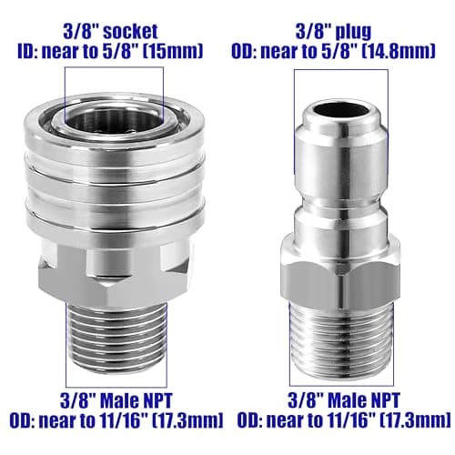 Pressure Washer Adapter Set for Daily Use, 3/8'' Male Thread Fitting, 5000 PSI