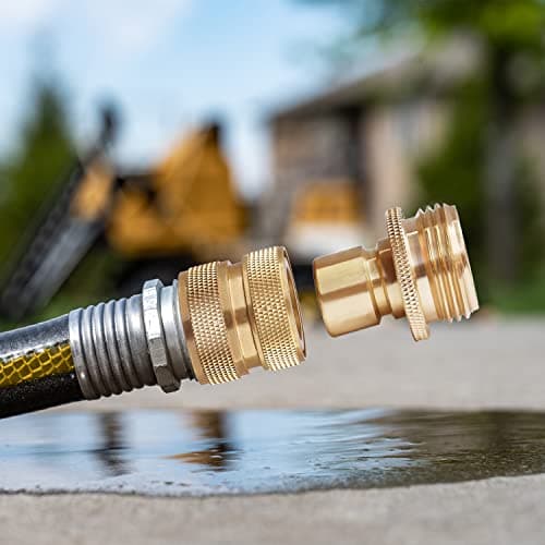 PLG Brass 3/4 Inch Quick Connect Garden Hose Fittings - Leak-Proof 4 Pack