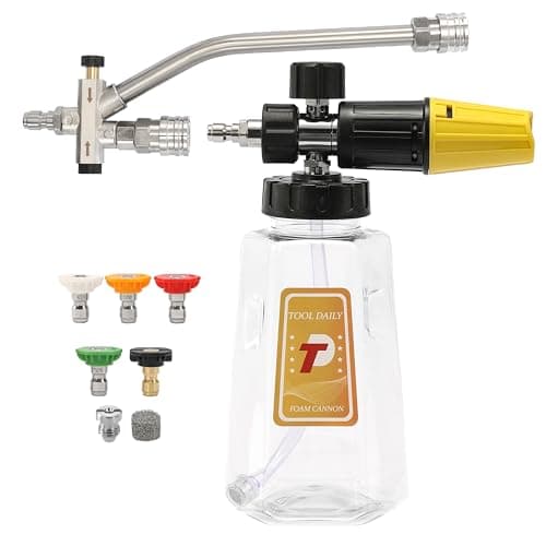 High-Pressure Washing Foam Cannon with Dual-Connector for Soap Tip Attachment
| Dual-Connector Pressure Washer Foam Cannon - 5 Nozzles for Intense Cleaning
| Quick Connect 1/4" Dual-Tip Foam Cannon - Power Washer Sprayer for Heavy Duty Cleaning