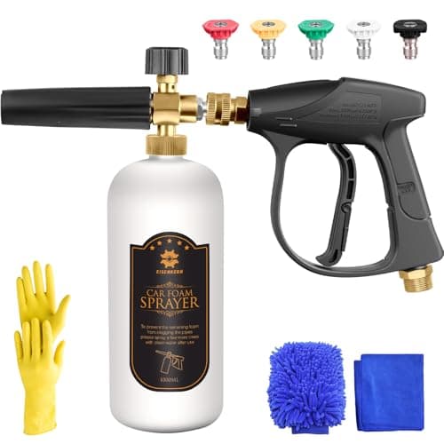 Pressure Washer Gun with Foam Cannon, Quick Connect, 5 Nozzles, Cleaning Gloves, 1 Liter