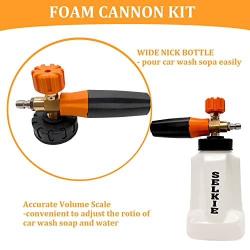 Selkie Pressure Washer Foam Cannon with 4350PSI 1/4" Quick Connect LANCE