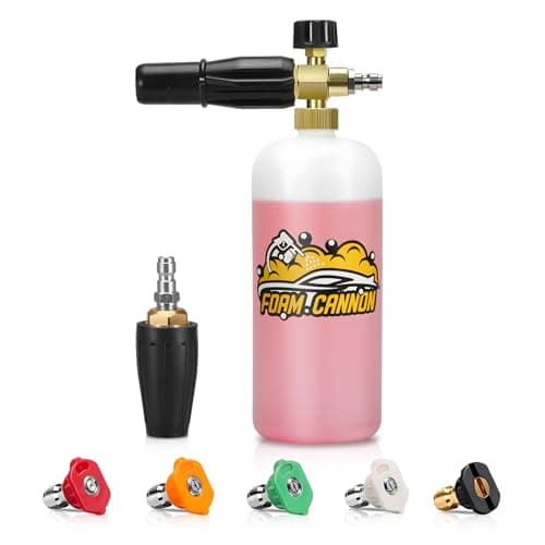 Gas & Electric Pressure Washer 1L Snow Foam Cannon Kit with 5 Nozzle Tips & Quick Connector
| Professional Snow Foam Cannon Kit 1L for Gas & Electric Pressure Washers
| 1L Bottle Snow Foam Cannon with 5 Nozzle Tips & Quick Connector for Pressure Was