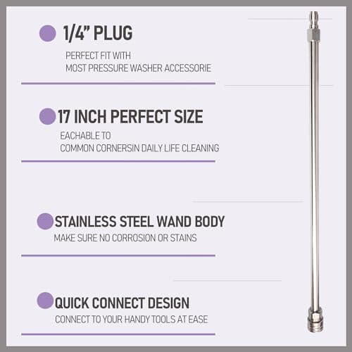 Hourleey 2-Pack 17 Inch Pressure Washer Wand, Stainless Steel for Power Wash