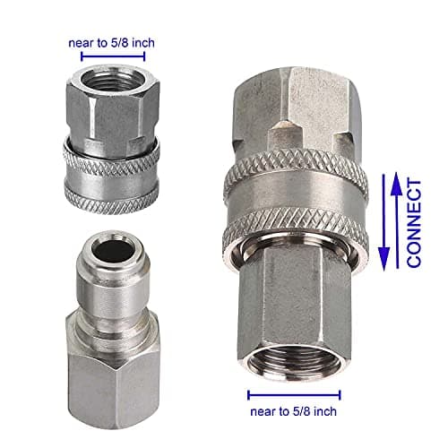 Pressure Washer Adapter Set, 3/8 Inch Quick Connect Kit, Female Fitting, Stainless Steel, 5000 PSI