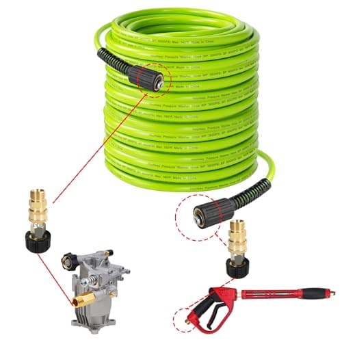 Hourleey 3600 PSI 50 FT Kink Resistant Pressure Washer Hose, Quick Connect, Green