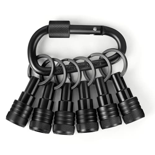 Upgraded 6PCS 1/4 Inch Hex Shank Bit Holder Keychain, Quick-Change Design Gifts (Black)