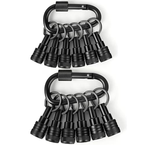 Upgraded 6PCS 1/4 Inch Hex Shank Bit Holder Keychain, Quick-Change Design Gifts (Black)
