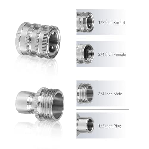 Stainless Steel Pressure Washer Adapter Set, 8 Sets: M22-14 & 15mm Swivel Quick Disconnect Kit