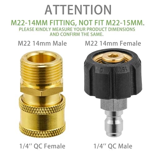 M22 14mm to 1/4" Quick Connect Pressure Washer Fitting Kits (2 Pack)