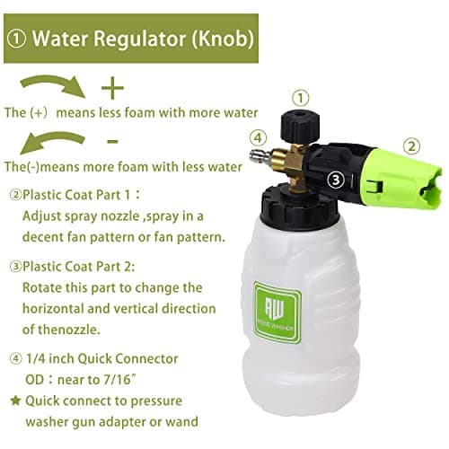 RIDGE WASHER Pressure Washer Gun with Foam Cannon Kit, 1 Liter