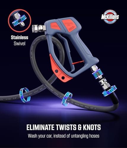 McKillans Swivel Gun Pro - High Pressure Water Handle with Quick Connector Coupler - Compatible with Power Washer and Fo
