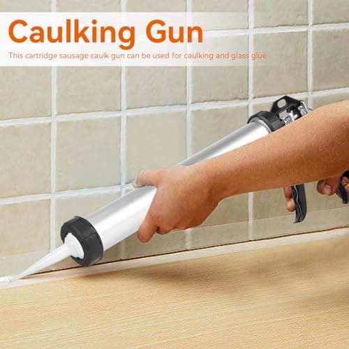 600ml Aluminum Cartridge Caulking Gun with 10 Nozzles for Sealing
