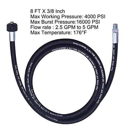 Tool Daily Pressure Washer 8 FT Whip Hose with Swivel Reel Connector