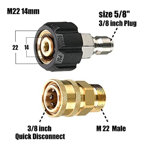 Tool Daily M22 to 3/8 Inch Quick Connect Pressure Washer Adapter Set, 9 Pack