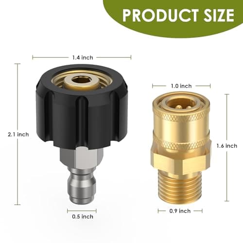 Heavy Duty 1/4" Quick Connect Fittings for Pressure Washer M22, 5000 PSI, 4 Pieces