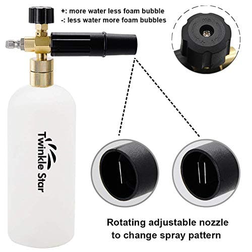 Twinkle Star Short Pressure Washer Gun with Foam Cannon, 5 Nozzle Tips, 1 Liter Foam