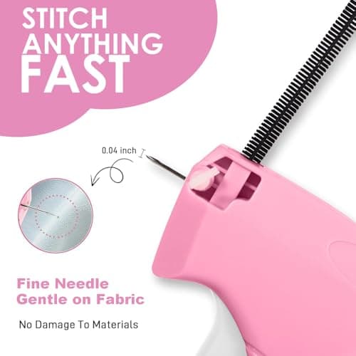 Stitchy Gun for Quick Clothing Fixes, Pink Includes 5 Needles & 2000 Fasteners