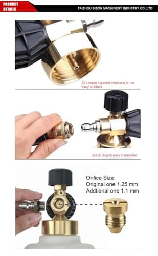 Stainless steel nozzle foam cannon for pressure washer