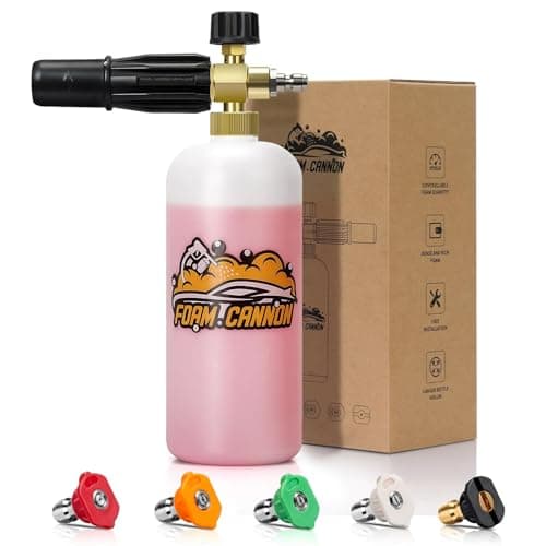 Gas & Electric Pressure Washer 1L Snow Foam Cannon Kit with 5 Nozzle Tips & Quick Connector
| Professional Snow Foam Cannon Kit 1L for Gas & Electric Pressure Washers
| 1L Bottle Snow Foam Cannon with 5 Nozzle Tips & Quick Connector for Pressure Was
