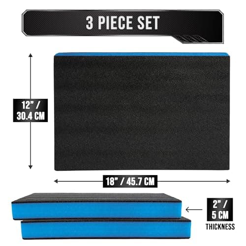 Precision Defined Tool Box Foam - Protective Inserts, Polyethylene Tool Foam, Cushion Insert for Toolboxes - 18" Black/Blue (3 pack)  
Precision Defined Tool Box Foam - Protective Inserts, Polyethylene Tool Foam, Cushion Insert for Toolboxes - Black/
