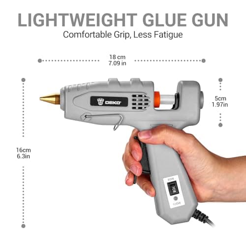 DEKOPRO Full Size 60/100Watt Dual Temp Hot Glue Gun Kit with 25 Sticks & Storage Case