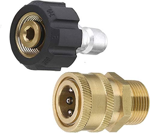 Pressure Washer Adapter Set for Daily Use, Quick Connect Kit, Metric M22 15mm Female to M22 Male Fitting, 5000 PSI
