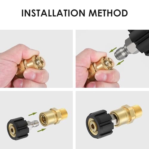 Heavy Duty 1/4" Quick Connect Fittings for Pressure Washer M22, 5000 PSI, 4 Pieces