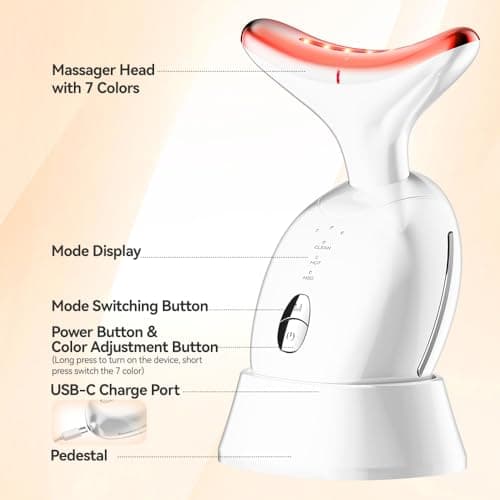 Red-Light-Therapy Facial Massager with 7 Color Modes for Skin Care & Face Sculpting