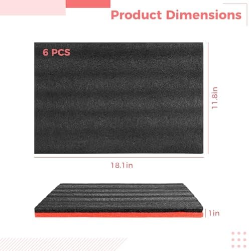 18x12x1 Inch Non-Slip EPE Toolbox Liner Mats for Storage Organization
| Cuttable Tool Shadow Organizer for 6 Pack Tool Box Foam
| 6 Pack 18x12x1 Inch Foam Inserts for Cases - Non-Slip EPE Toolbox Liner Mats