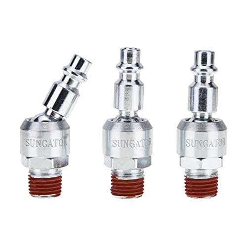 SUNGATOR 3-Pack 1/4 Inch Rotatable Air Tool Fittings, Quick Connect NPT Plugs