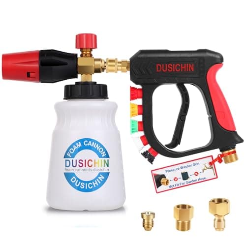 DUSICHIN Car Wash Foam Cannon Quick Connect Gun 1/4 Inch Pressure Washer Nozzle Tips Car Cleaning Tool