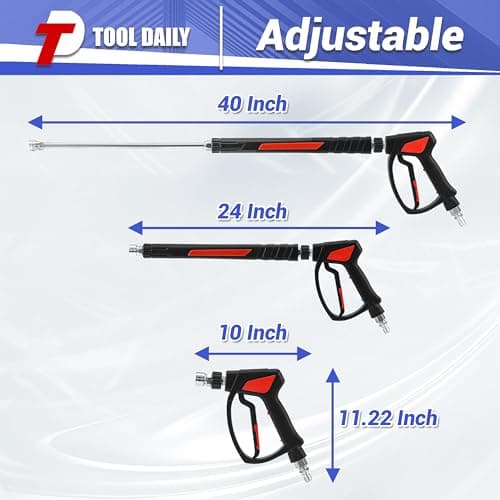 Pressure Washer Gun with Swivel Quick Connect, Stainless Steel Valve, Extension Wand Replacement, 5 Nozzle Tips, 5800 PSI - For Power Washers