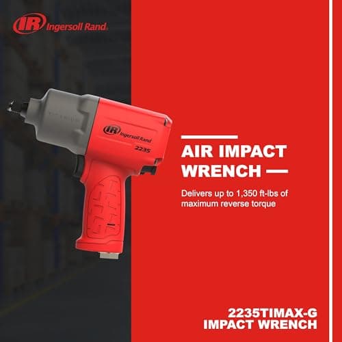 Ingersoll Rand 2235TiMAX-R 1/2" Drive Air Impact Wrench, Red, 4.6 lb, 1,350 ft-lbs Torque
