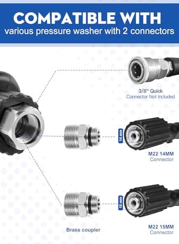 5000 PSI Max M22 Swivel High Pressure Washer Gun with 5 Nozzles for Driveway & Yard Cleaning