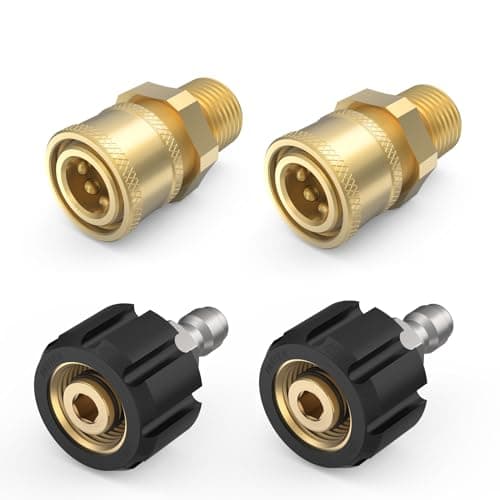 Heavy Duty 1/4" Quick Connect Fittings for Pressure Washer M22, 5000 PSI, 4 Pieces