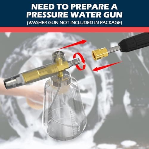1 Liter Foam Cannon for Pressure Washer - Adjustable Snow Foam Lance with Quick Connect, Perfect for Car Cleaning