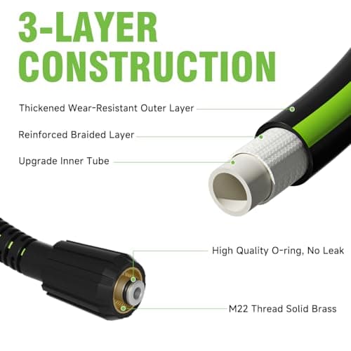 3600 PSI Kink Resistant 50 FT Power Washer Hose for Universal Electric Washers
