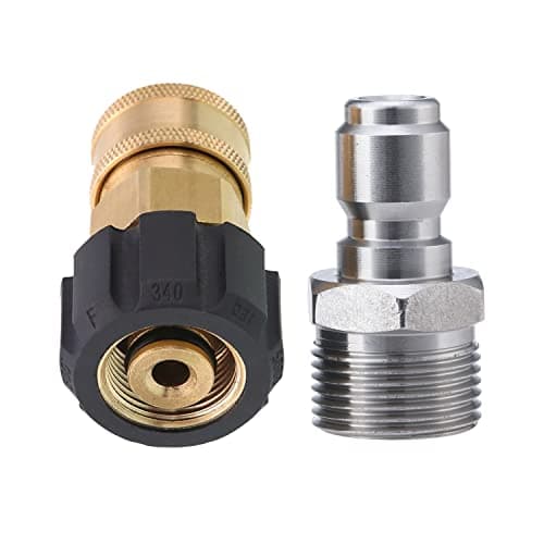 M22 14mm to M22 Pressure Washer Adapter, 5000 PSI, 3/8 Inch Quick Connect